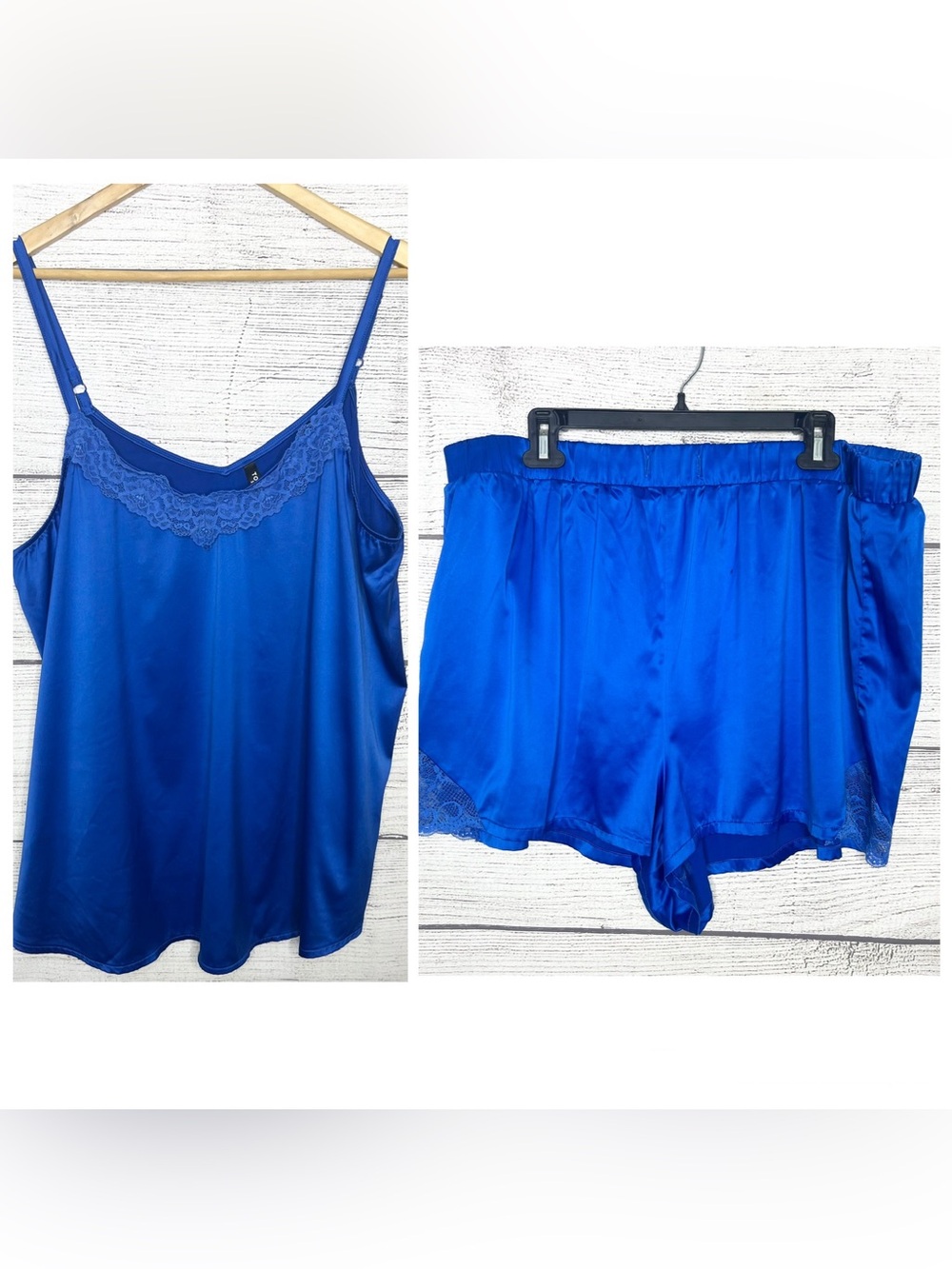 Torrid Royal Blue Satin Lace Cami & Shorts 2 Piece Sleep Set Size 2X